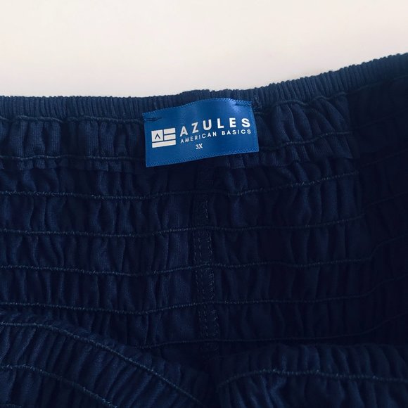 Azules Made in USA Smocked bodice soft Strapless Maxi Dress, 1X,2X,3X,Navy - Picture 4 of 4